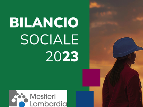 Copertina del Bilancio sociale di Mestieri Lombardia 2023